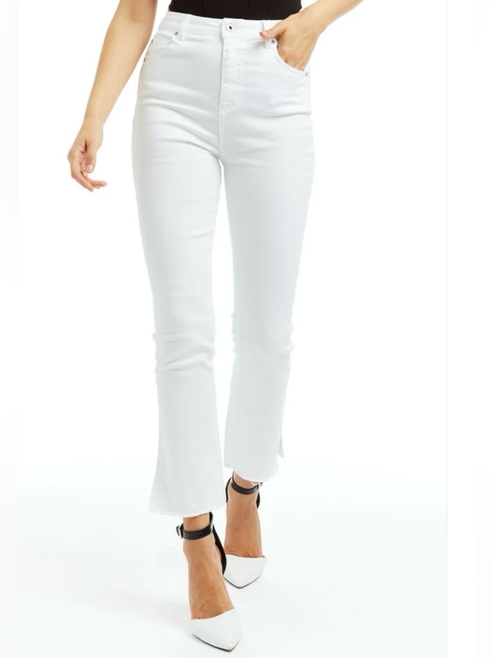 Tractr White High-Rise Cropped Jeans Size 12